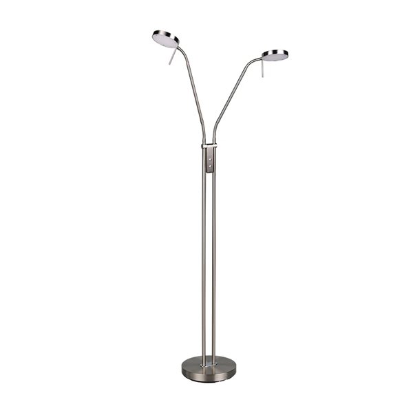 MONZA LED-Stehleuchte, Mattnickel, 2 x 12 W, Farbtemperatur 2300–4000 K, 2 x 1400 lm, dimmbar, Berührungssensor, Schutzart IP20