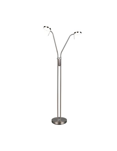 MONZA LED-Stehleuchte, Mattnickel, 2 x 12 W, Farbtemperatur 2300–4000 K, 2 x 1400 lm, dimmbar, Berührungssensor, Schutzart IP20