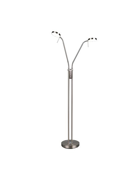 MONZA LED-Stehleuchte, Mattnickel, 2 x 12 W, Farbtemperatur 2300–4000 K, 2 x 1400 lm, dimmbar, Berührungssensor, Schutzart IP20