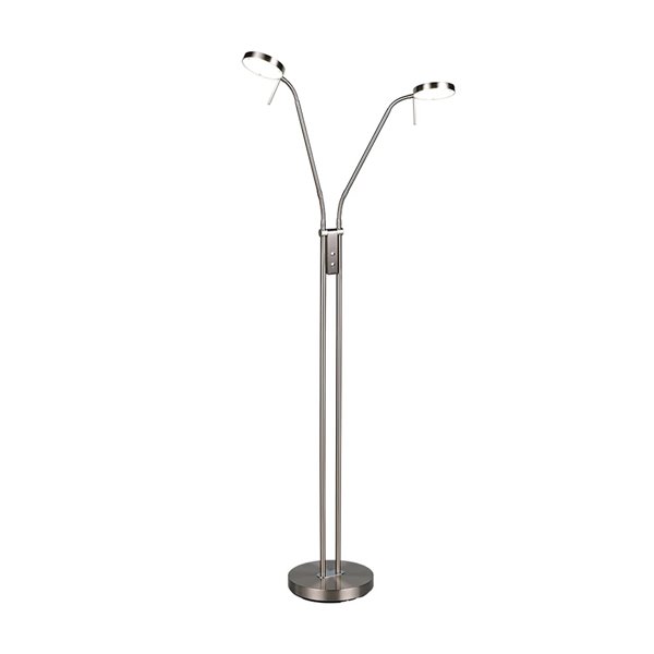 MONZA LED-Stehleuchte, Mattnickel, 2 x 12 W, Farbtemperatur 2300–4000 K, 2 x 1400 lm, dimmbar, Berührungssensor, Schutzart IP20