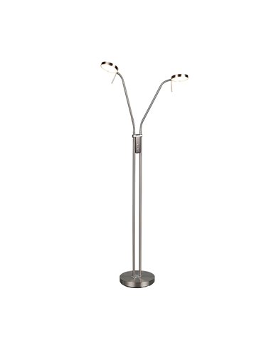 MONZA LED-Stehleuchte, Mattnickel, 2 x 12 W, Farbtemperatur 2300–4000 K, 2 x 1400 lm, dimmbar, Berührungssensor, Schutzart IP20