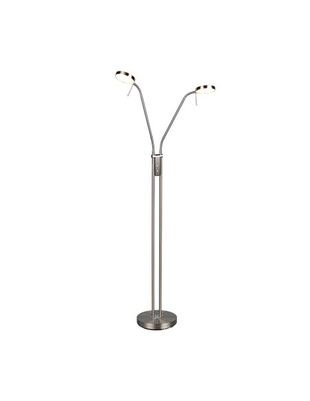 MONZA LED-Stehleuchte, Mattnickel, 2 x 12 W, Farbtemperatur 2300–4000 K, 2 x 1400 lm, dimmbar, Berührungssensor, Schutzart IP20