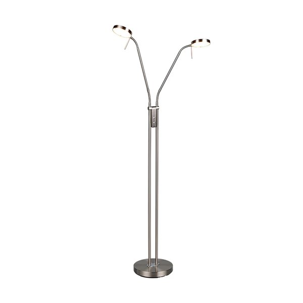 MONZA LED-Stehleuchte, Mattnickel, 2 x 12 W, Farbtemperatur 2300–4000 K, 2 x 1400 lm, dimmbar, Berührungssensor, Schutzart IP20