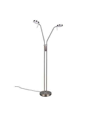 MONZA LED-Stehleuchte, Mattnickel, 2 x 12 W, Farbtemperatur 2300–4000 K, 2 x 1400 lm, dimmbar, Berührungssensor, Schutzart IP20