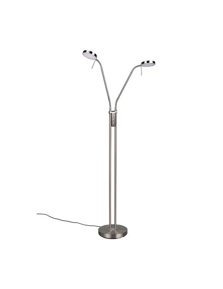 MONZA LED-Stehleuchte, Mattnickel, 2 x 12 W, Farbtemperatur 2300–4000 K, 2 x 1400 lm, dimmbar, Berührungssensor, Schutzart IP20