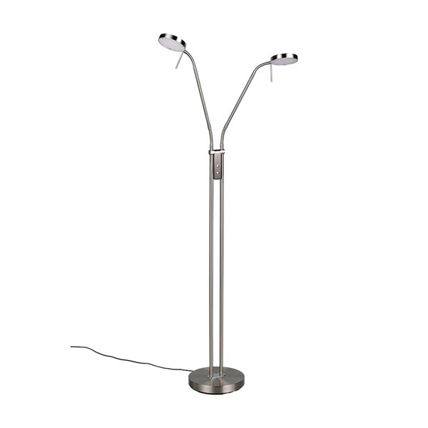 MONZA LED-Stehleuchte, Mattnickel, 2 x 12 W, Farbtemperatur 2300–4000 K, 2 x 1400 lm, dimmbar, Berührungssensor, Schutzart IP20