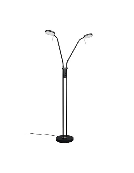 MONZA LED-Stehleuchte, Mattschwarz, 2 x 12 W, Farbtemperatur 2300–4000 K, 2 x 1400 lm, dimmbar, Berührungssensor, Schutzart IP20