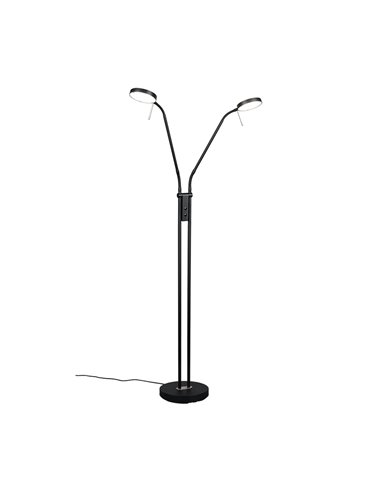 MONZA LED-Stehleuchte, Mattschwarz, 2 x 12 W, Farbtemperatur 2300–4000 K, 2 x 1400 lm, dimmbar, Berührungssensor, IP20