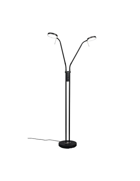 MONZA LED-Stehleuchte, Mattschwarz, 2 x 12 W, Farbtemperatur 2300–4000 K, 2 x 1400 lm, dimmbar, Berührungssensor, IP20