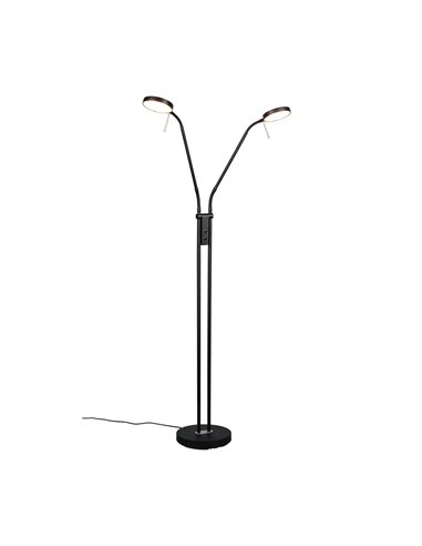 MONZA LED-Stehleuchte, Mattschwarz, 2 x 12 W, Farbtemperatur 2300–4000 K, 2 x 1400 lm, dimmbar, Berührungssensor, IP20