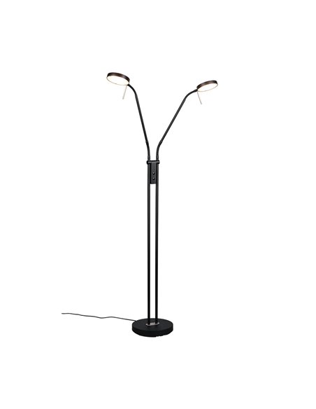 MONZA LED-Stehleuchte, Mattschwarz, 2 x 12 W, Farbtemperatur 2300–4000 K, 2 x 1400 lm, dimmbar, Berührungssensor, IP20