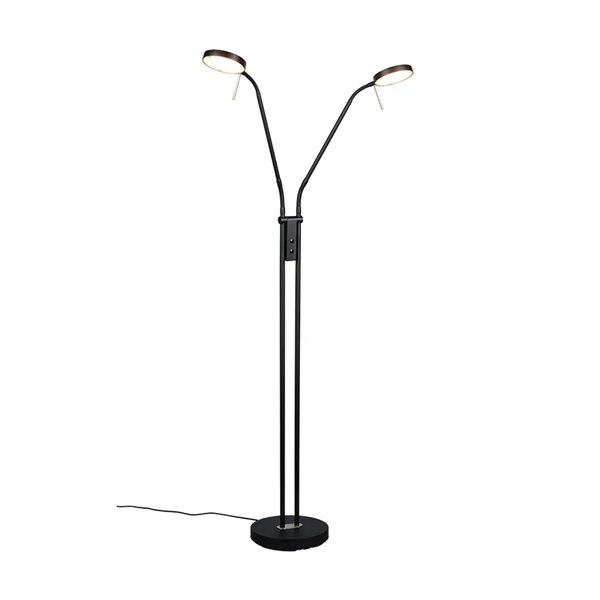 MONZA LED-Stehleuchte, Mattschwarz, 2 x 12 W, Farbtemperatur 2300–4000 K, 2 x 1400 lm, dimmbar, Berührungssensor, IP20