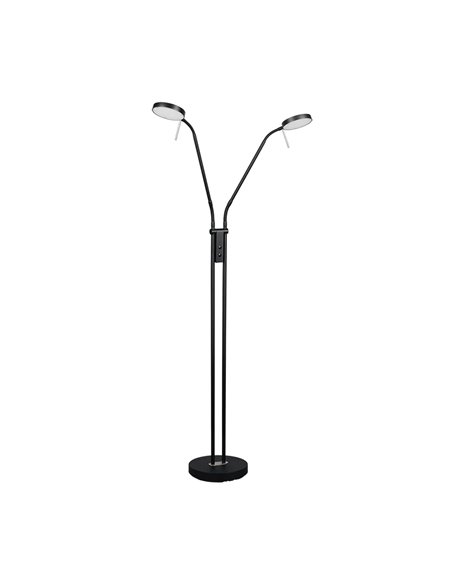MONZA LED-Stehleuchte, Mattschwarz, 2 x 12 W, Farbtemperatur 2300–4000 K, 2 x 1400 lm, dimmbar, Berührungssensor, IP20