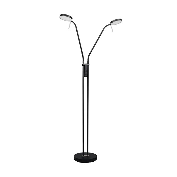 MONZA LED-Stehleuchte, Mattschwarz, 2 x 12 W, Farbtemperatur 2300–4000 K, 2 x 1400 lm, dimmbar, Berührungssensor, IP20