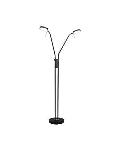 MONZA LED-Stehleuchte, Mattschwarz, 2 x 12 W, Farbtemperatur 2300–4000 K, 2 x 1400 lm, dimmbar, Berührungssensor, IP20