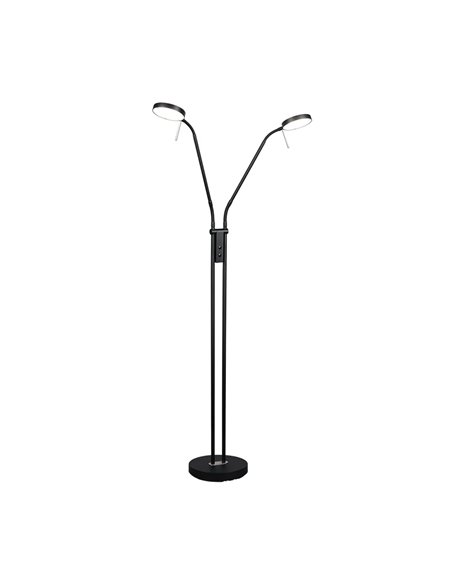 MONZA LED-Stehleuchte, Mattschwarz, 2 x 12 W, Farbtemperatur 2300–4000 K, 2 x 1400 lm, dimmbar, Berührungssensor, IP20