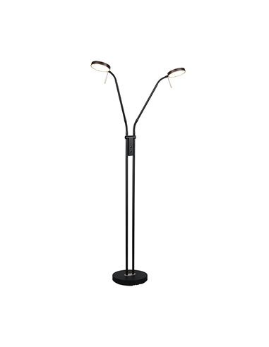 MONZA LED-Stehleuchte, Mattschwarz, 2 x 12 W, Farbtemperatur 2300–4000 K, 2 x 1400 lm, dimmbar, Berührungssensor, IP20