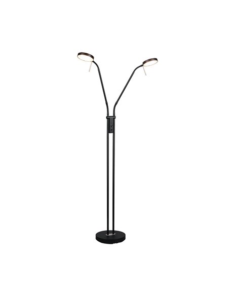 MONZA LED-Stehleuchte, Mattschwarz, 2 x 12 W, Farbtemperatur 2300–4000 K, 2 x 1400 lm, dimmbar, Berührungssensor, IP20