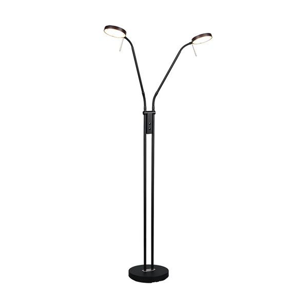 MONZA LED-Stehleuchte, Mattschwarz, 2 x 12 W, Farbtemperatur 2300–4000 K, 2 x 1400 lm, dimmbar, Berührungssensor, IP20