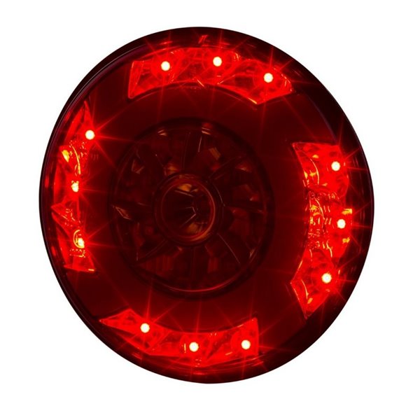 Lanterna traseira redonda de LED LUCY LZD 2422 12/24V com cabo, 3 funções, IP68 ECE E9