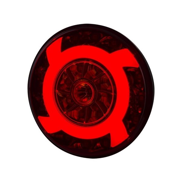 Feu arrière rond à LED LUCY LZD 2422 12/24 V avec câble, 3 fonctions, IP68, ECE E9