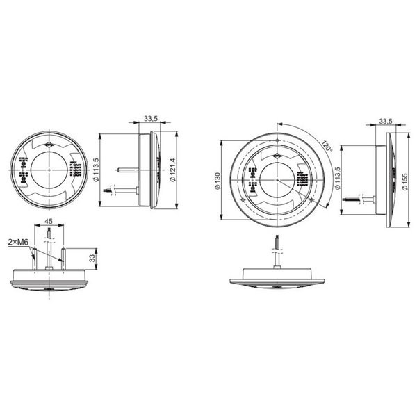 LUCY LZD 2424 12/24V LED-Rundrückleuchte mit Kabel, 3 Funktionen, Schutzart IP68, ECE E9