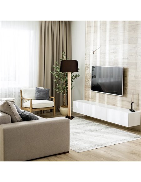 Luminária de chão ajustável RAHUL, acabamento em níquel fosco, 3 lâmpadas GU10 (não incluídas), IP20