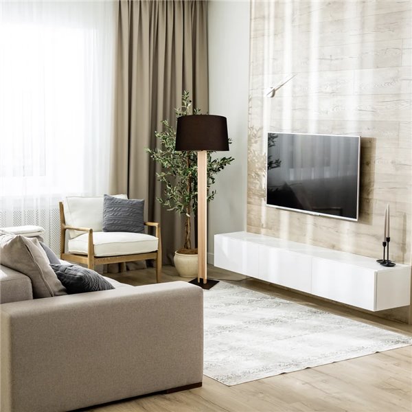 Luminária de chão ajustável RAHUL, acabamento em níquel fosco, 3 lâmpadas GU10 (não incluídas), IP20