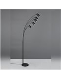 MARLEY schwarze Stehlampe 5xGU10 verstellbar 180cm mit Schalter IP20 (Leuchtmittel nicht enthalten)