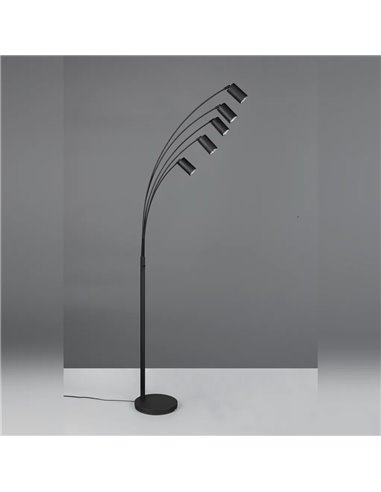 Luminária de chão MARLEY preta, 5 lâmpadas GU10, ajustável, 180 cm, com interruptor, IP20 (lâmpadas não incluídas)