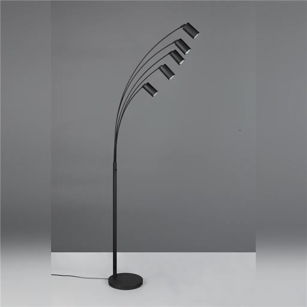 MARLEY schwarze Stehlampe 5xGU10 verstellbar 180cm mit Schalter IP20 (Leuchtmittel nicht enthalten)