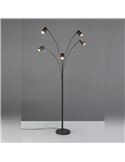 Lampadaire noir MARLEY 5xGU10 réglable 180cm avec interrupteur IP20 (ampoules non incluses)