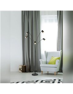 Luminária de chão MARLEY preta, 5 lâmpadas GU10, ajustável, 180 cm, com interruptor, IP20 (lâmpadas não incluídas) 2