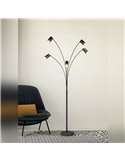 Luminária de chão MARLEY preta, 5 lâmpadas GU10, ajustável, 180 cm, com interruptor, IP20 (lâmpadas não incluídas)