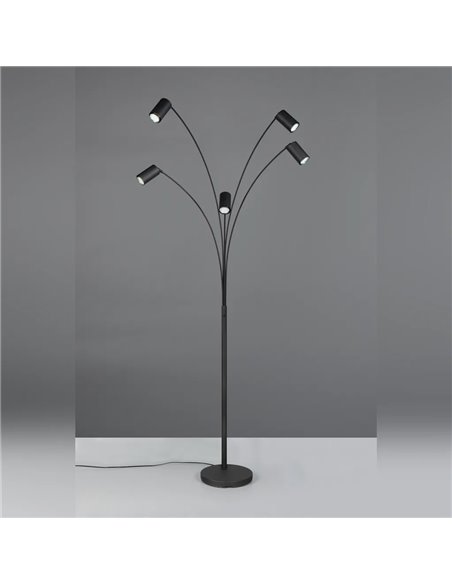 Lámpara de pie MARLEY negro 5xGU10 orientable 180 cm con interruptor IP20 (sin bombillas)