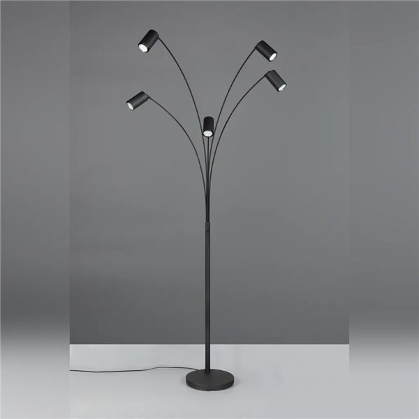 Lampadaire noir MARLEY 5xGU10 réglable 180cm avec interrupteur IP20 (ampoules non incluses)