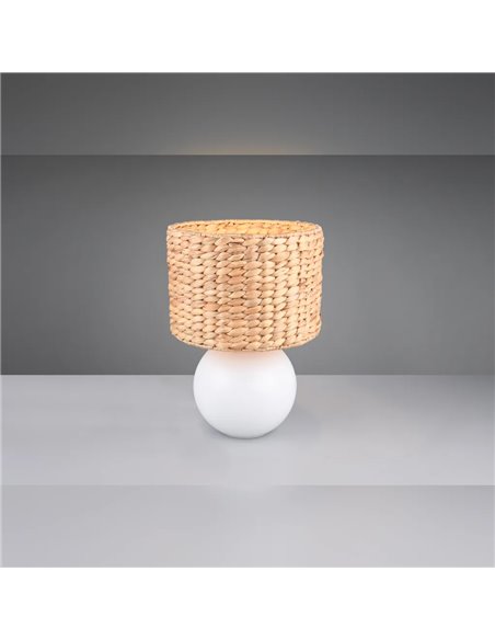 VINA Tischleuchte aus Naturfaser mit Lampenschirm, E27 40W, Ø20x33 cm, IP20 (Leuchtmittel nicht enthalten)