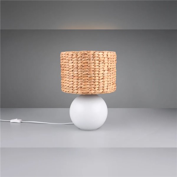 Candeeiro de mesa VINA em fibra natural com abajur, E27 40W, Ø20x33 cm, IP20 (lâmpada não incluída)