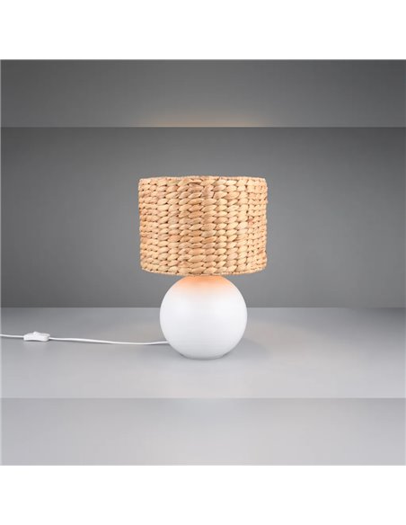 VINA Tischleuchte aus Naturfaser mit Lampenschirm, E27 40W, Ø20x33 cm, IP20 (Leuchtmittel nicht enthalten)