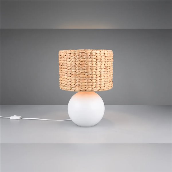 VINA Tischleuchte aus Naturfaser mit Lampenschirm, E27 40W, Ø20x33 cm, IP20 (Leuchtmittel nicht enthalten)