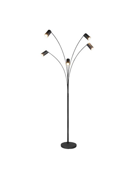 MARLEY schwarze Stehlampe 5xGU10 verstellbar 180cm mit Schalter IP20 (Leuchtmittel nicht enthalten)
