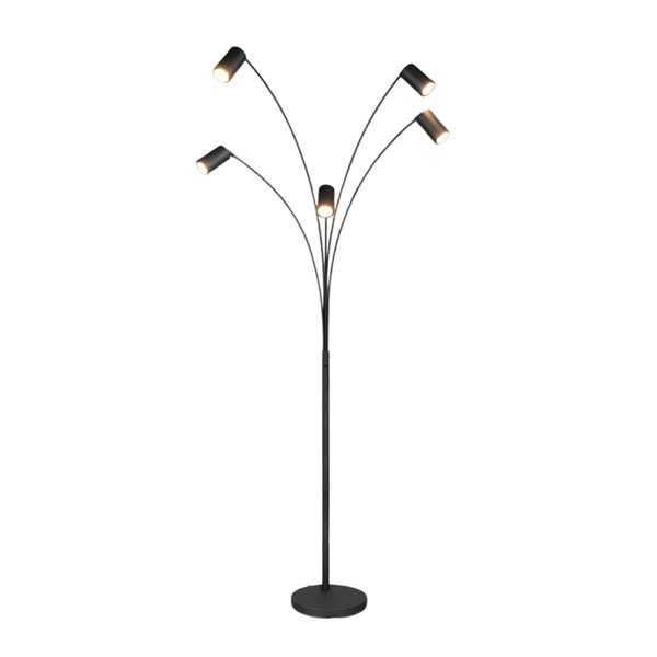 Lampadaire noir MARLEY 5xGU10 réglable 180cm avec interrupteur IP20 (ampoules non incluses)