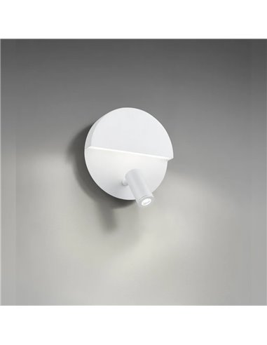 MARIO Wandleuchte, weiße LED, 8,3 W, 800 lm, 3000 K, mit verstellbarer Leselampe, Ø 16 cm, IP20