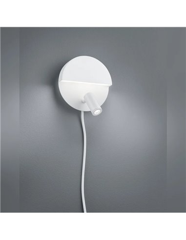 MARIO Wandleuchte, weiße LED, 8,3 W, 800 lm, 3000 K, mit verstellbarer Leselampe, Ø 16 cm, IP20