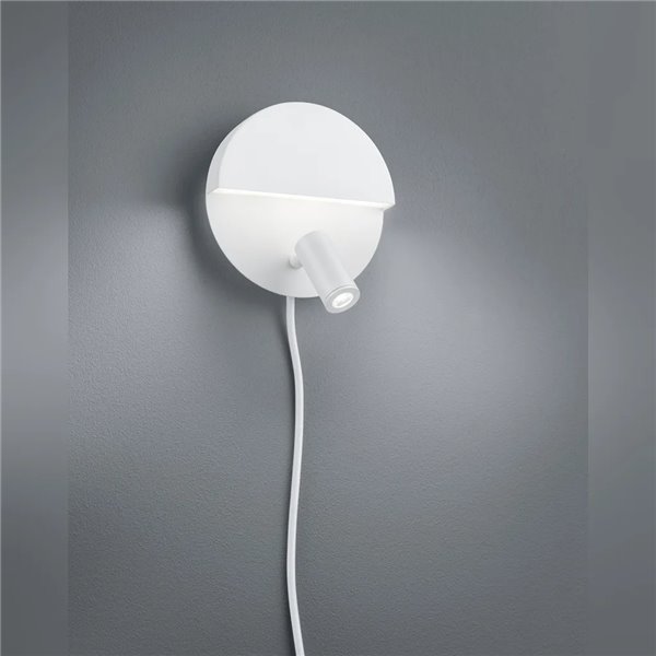 MARIO Wandleuchte, weiße LED, 8,3 W, 800 lm, 3000 K, mit verstellbarer Leselampe, Ø 16 cm, IP20