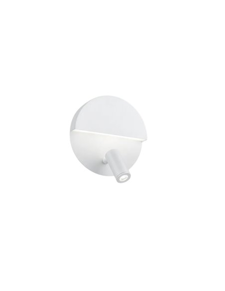 MARIO Wandleuchte, weiße LED, 8,3 W, 800 lm, 3000 K, mit verstellbarer Leselampe, Ø 16 cm, IP20