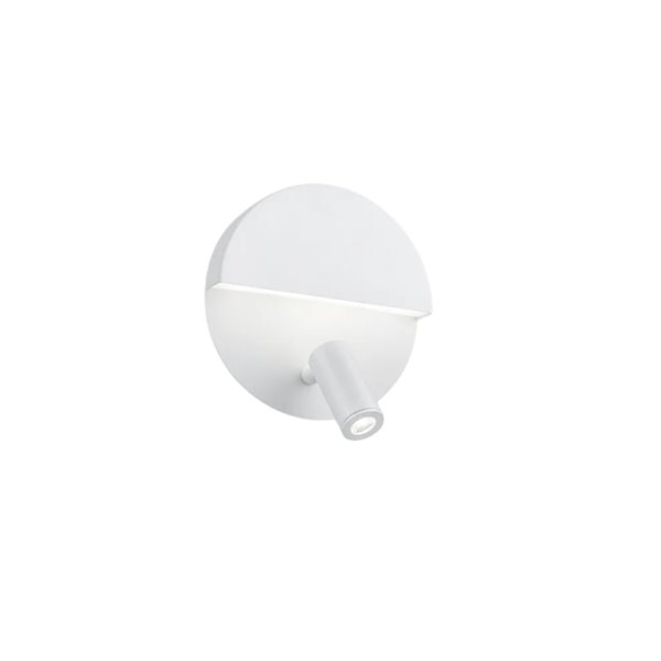 MARIO Wandleuchte, weiße LED, 8,3 W, 800 lm, 3000 K, mit verstellbarer Leselampe, Ø 16 cm, IP20