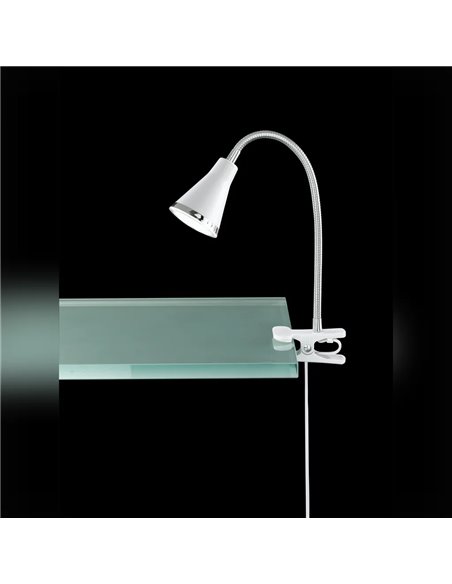 Lámpara de pinza ARRAS blanca LED 4W 400lm 3000K flexible con interruptor IP20