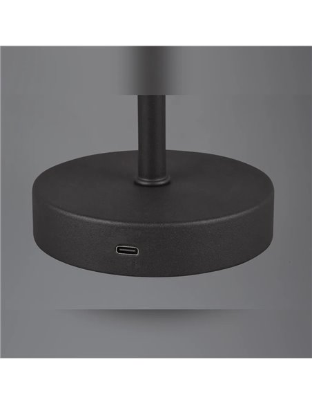 Lámpara de sobremesa JEFF negra LED 1,5W 120lm 3000K táctil portátil USB IP20