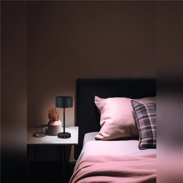 Lámpara de sobremesa JEFF negra LED 1,5W 120lm 3000K táctil portátil USB IP20